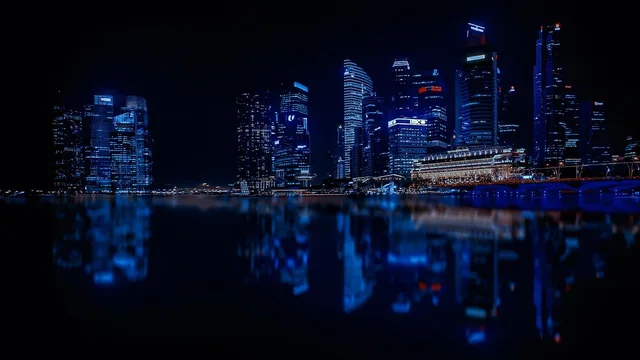 singapore, skyscrapers, city, modern city, architecture, reflection, nature, water, night, black city, black water, black night. How to review finance creators and providers with evidence you can trace